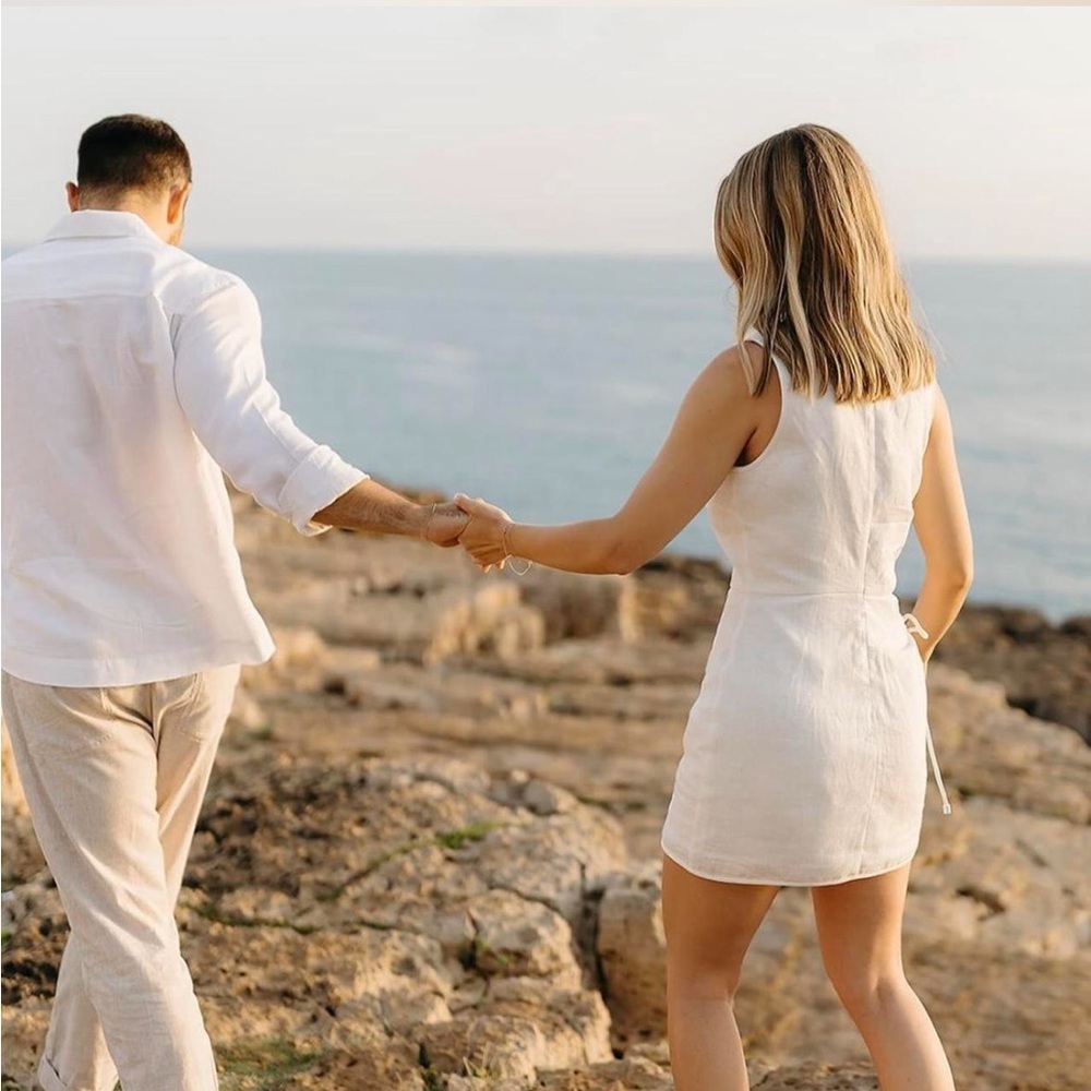 SIR White Linen Mini Dress - Picture 3 of 4